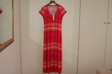 JOHN LEWIS EAST HIBISCUS FUSCHIA & ORANGE PRINT JERSEY MAXI DRESS SIZE UK 10 