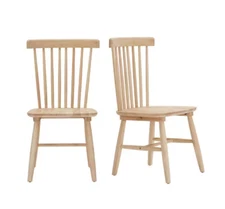 Dining Chair (Set of 2) StyleWell Windsor Unfinished Natural Pine Wood