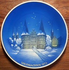 Rosenthal Weihnachtteller, Jahresteller, Sammelteller, 1973 L&uuml;beck Holstentor