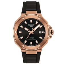 New  Tissot T-RACE 41mm Powermatic 80 Rose Gold PVD Men's Watch T1418073705100