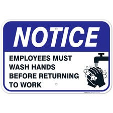 Employees Must Wash Hands Sign, Before Returning To Work,