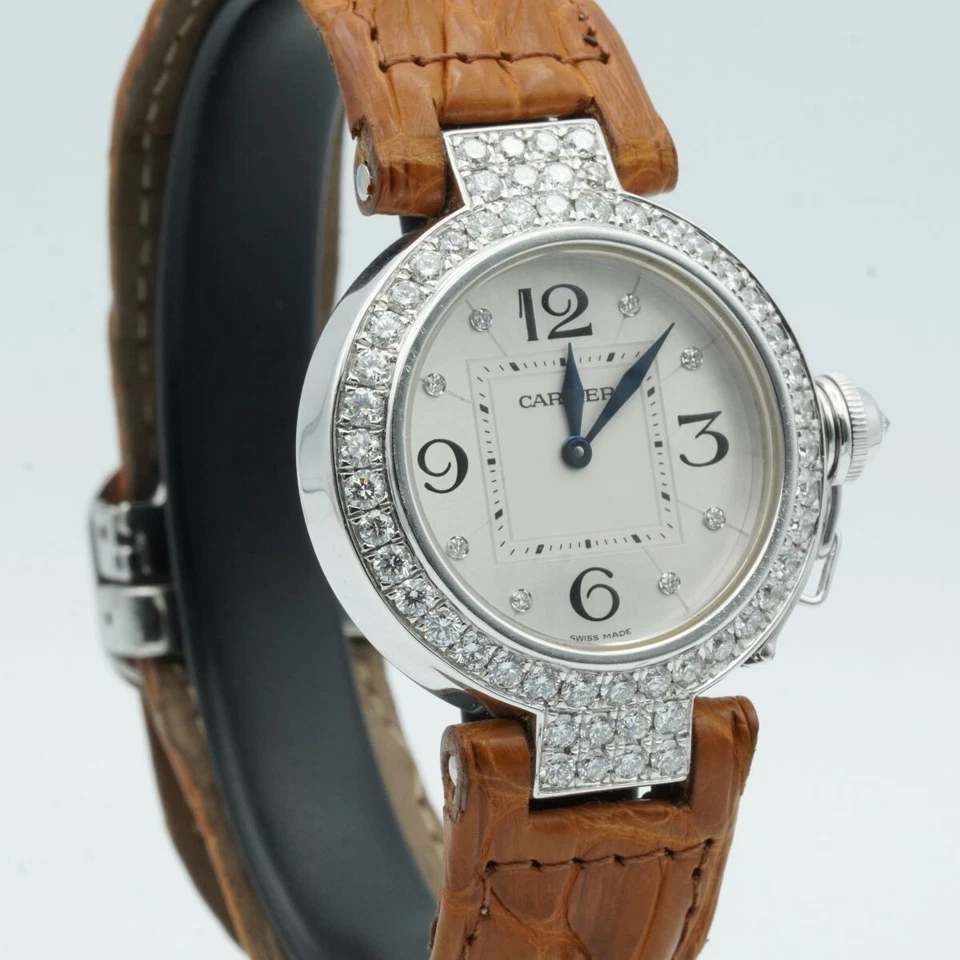 Cartier Pasha Quartz Ladies Watch 32MM 18K 750 Gold 2813 White Gold Diamonds - Image 2 of 4
