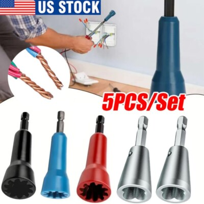 #ad #ad 5PCS Wire Stripping Twisting Tool Electrical Drill Stripper Cable Nut Twister $6.49