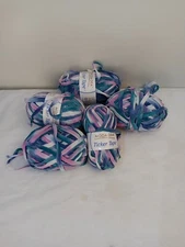 3 Skeins MODA DEA Ticker Tape Ribbon Yarn Color: MONET Discontinued Blue Pink 