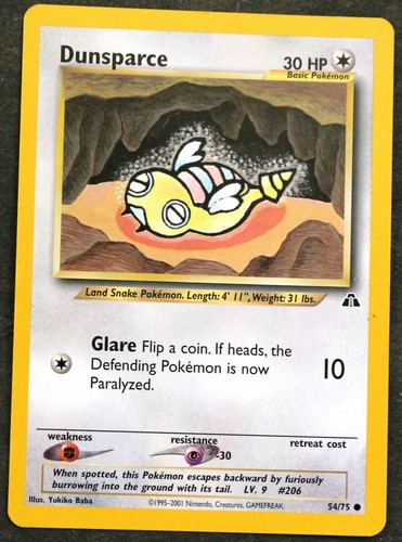 Pokemon Neo Discovery Dunsparce Non-Holo Card 54/75 #206 - Ungraded