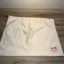 Coach Dust Bag Storage Travel Drawstring Silk Polyester Large White 19x23