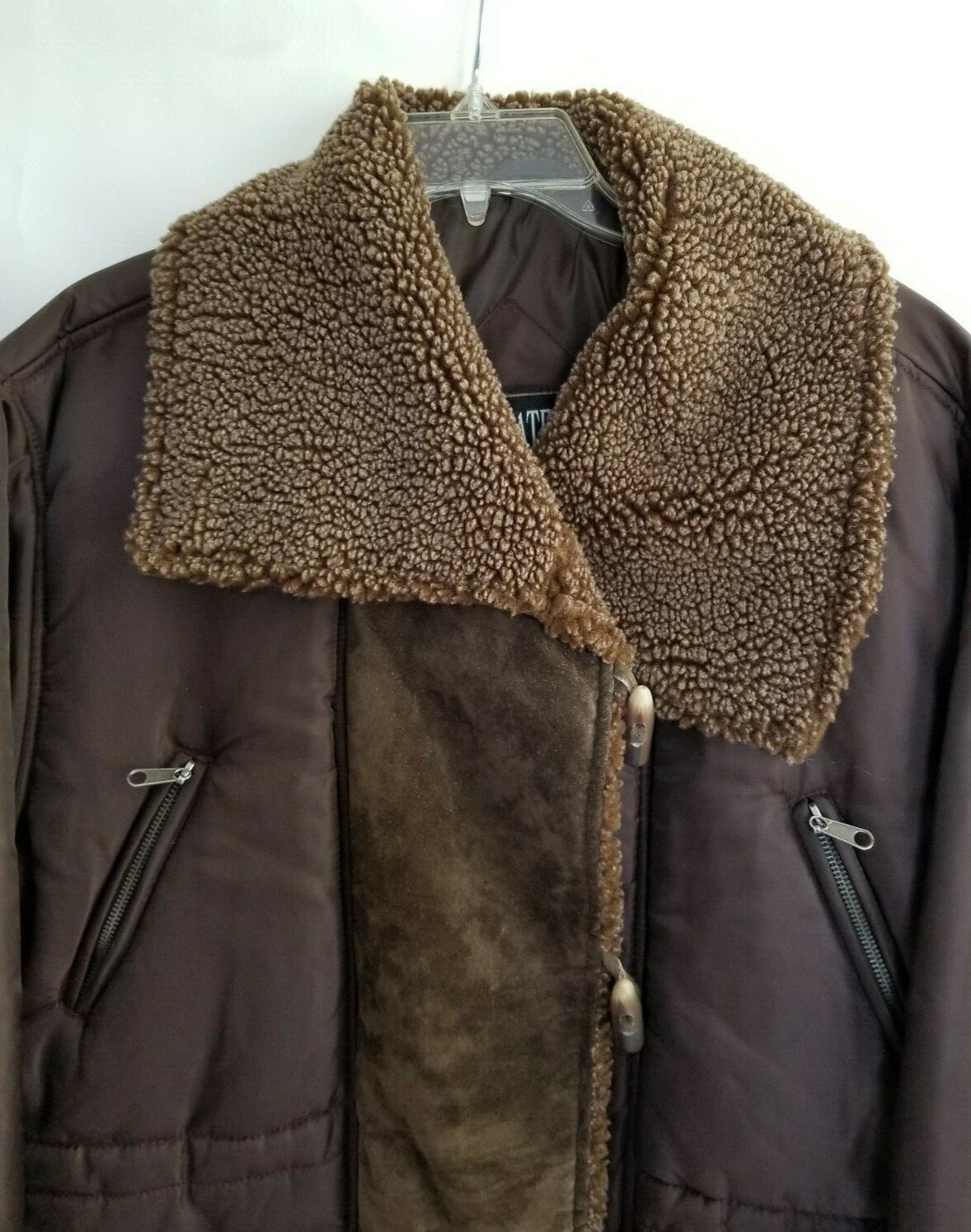 Climate Zone Puffer Jacket Collared Brown Toggle … - image 4