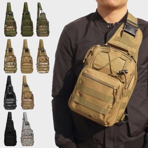 Outdoor Tactical Sling Bag Military MOLLE Crossbody Pack Chest Shoulder Backpack - Afbeelding 1 van 27