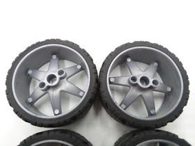 K'NEX Wheels 2&frac14;" Gray Black Wheels & Hubs / Tires & Rims Lot of 4 Vintage Knex 