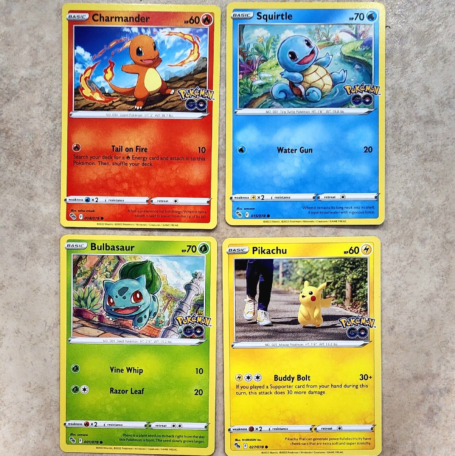 Charmander Squirtle Bulbasaur & Pikachu  Pokemon Go TCG Starter Set 