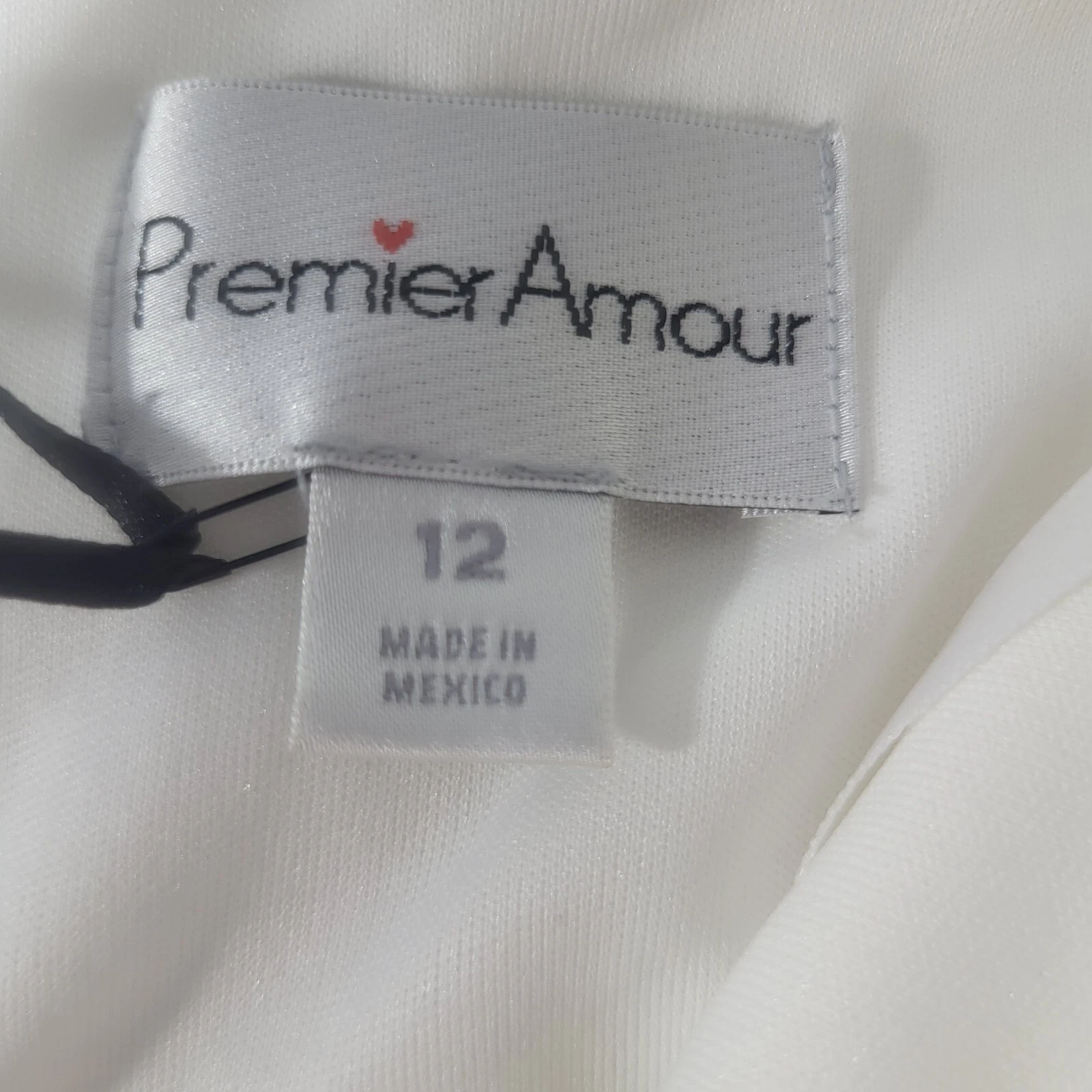 OFF WHITE Abito nuovo con etichette Premier Armour bianco ricamato a spalla abito lunghezza media 12