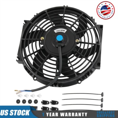 1750CFM 12v 80w Electric Radiator Slim Cooling Fan Push Pull Universal 10'' inch