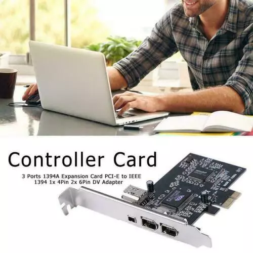 PCI-e 1X IEEE 1394A 4 Port Firewire Card Adapter 6-4 Pin Cable DV PC - Picture 2 of 8