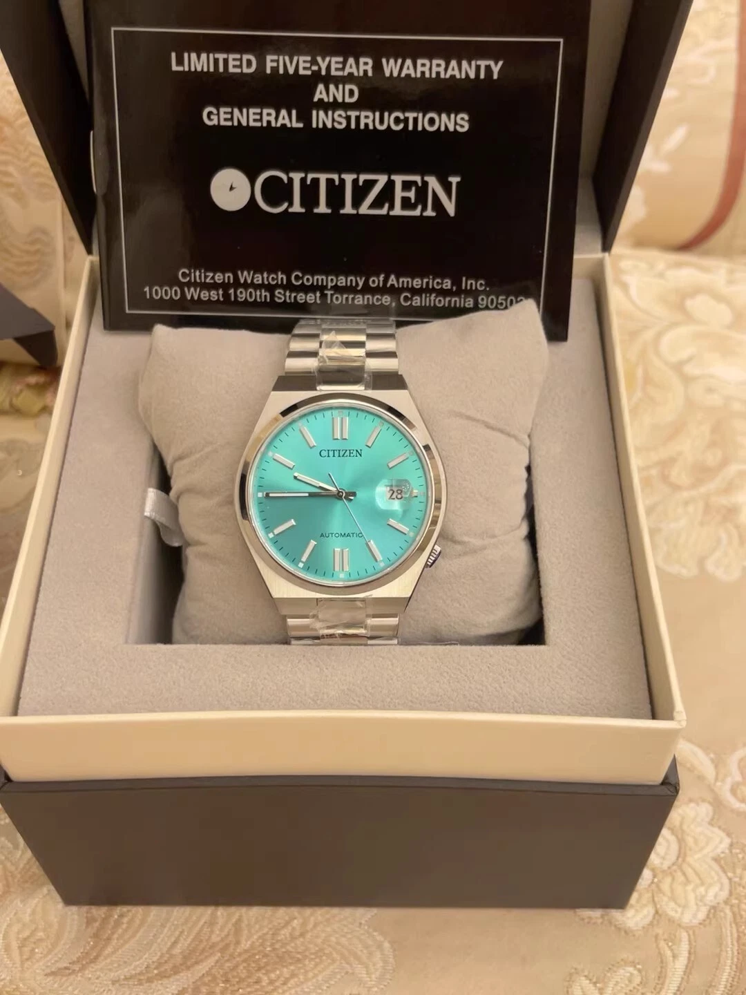 CITIZEN Turquoise Dial Fully Automatic Stainless Steel Men's Watch NJ0151-88M