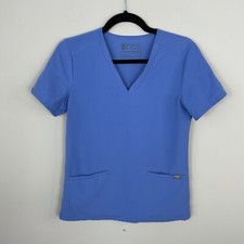 Figs Casma Three Pocket Scrub Top Size XXS Cell Blue