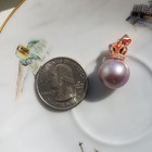 13mm Natural  Purple Pearl Big 6p Crown Pendant Rose Gold Plated 925 Silver — photo 6