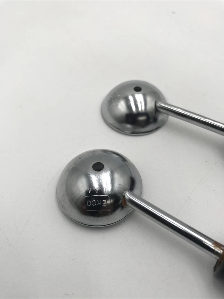 2 bolas de melón EKCO de colección mango negro cabezas dobles 3/4" 1 1/4" cucharada de bola EE. UU. Foto 3 de 4