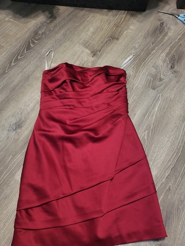 Mini abito rosso senza spalline David da sposa cocktail ballo matrimonio formale taglia 8 - Foto 4 di 12