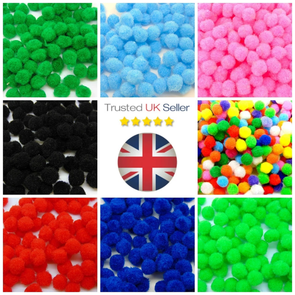 10mm 15mm 20mm 25mm Fluffy Craft Pompoms Mini Pom Poms Card Making Arts Kids UK - Image 3 of 3