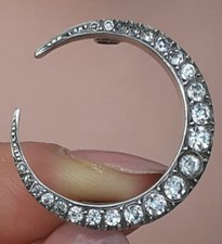Silver and Paste CRESCENT BROOCH Hallmarked 900 Silver ANTIQUE 27mm