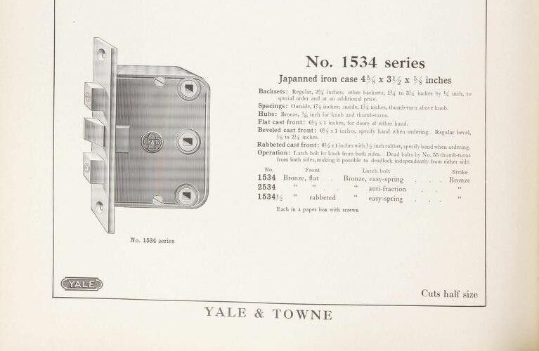 Vintage YALE Mortise Lock RARE DOUBLE DEADBOLT 1534 circa 1910 original