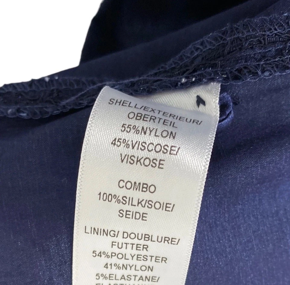 Vestido Peplum Talla 6 Azul Marino Encaje por Adrianna Papell Boda Crucero Nuevo con Etiquetas