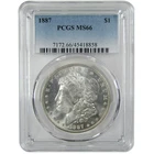 1887 Morgan Silver Dollar MS 66 PCGS Uncirculated $1 Coin Collectible