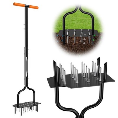 Luvenia Lawn Aerator Tool, 40 Inch Heavy Duty Manual Lawn Aerator, 16 Iron Sp...
