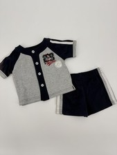 Vintage Disney Mickey Mouse Boys 2 Piece Jersey Shorts Set Size 2T