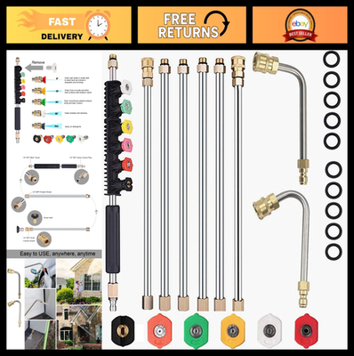 #ad #ad 120quot; Stainless Steel Pressure Washer Extension Wand 30° amp; 90° Nozzle Tips 4000 $58.99