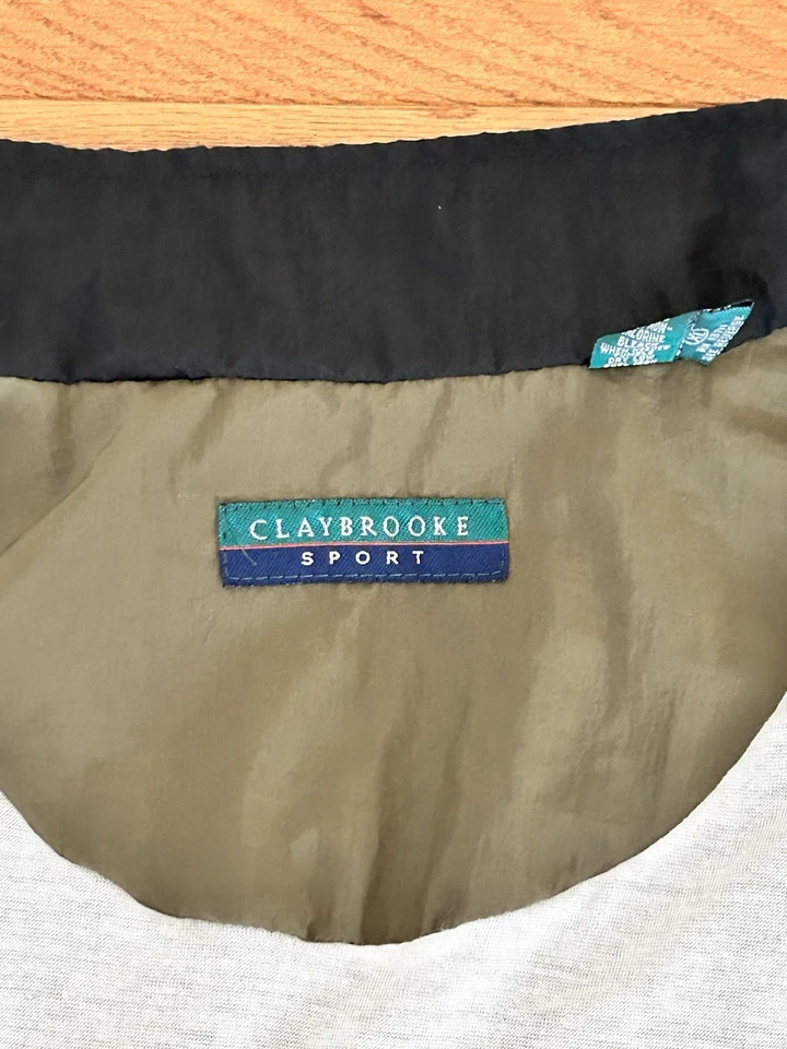 Chaqueta cortavientos CLAYBROOKE SPORT vintage años 90 para hombre XL forrada con cremallera verde negra Foto 4 de 4