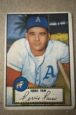 1952 Topps - Ferris Fain #21 Black Back Philadelphia Athletics