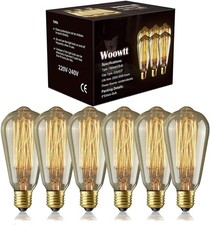 Edison Light Bulb 6 Pack Classic Antique Bulb Style - Dimmable - Amber Warm - S