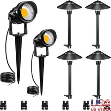 LED Pathway Lights Kit 4 Path Lights 2 Spotlights Easy Install Waterproof New