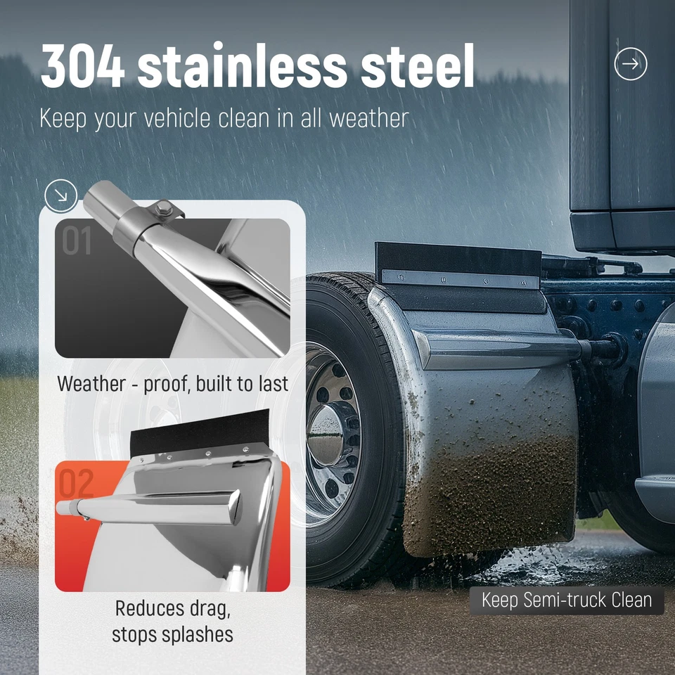 Quarter Fender 24" x 27" Stainless Steel Semi Truck For Freightliner Volvo VNL - Image 3 of 4