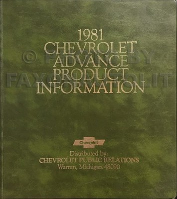 1981 Chevrolet Advance Product Information Technical Press Kit with Releases