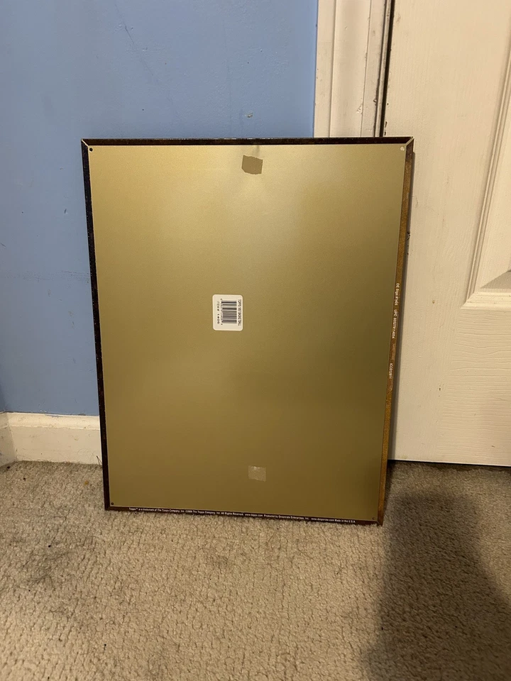 Letrero de lata de baloncesto retro Topps Pro goma de mascar de metal amarillo azul rojo sala de juegos Foto 2 de 4