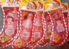 Retro Vintage 12" Mesh Net GIRLS Christmas Stocking W/1960s-80s Toys CUTE DOLL!