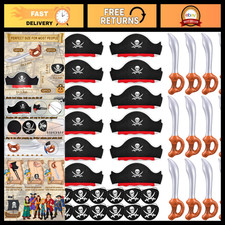 36Pcs Pirate Party Supplies for Kids - Hats, Eye Patches  Swords Set
