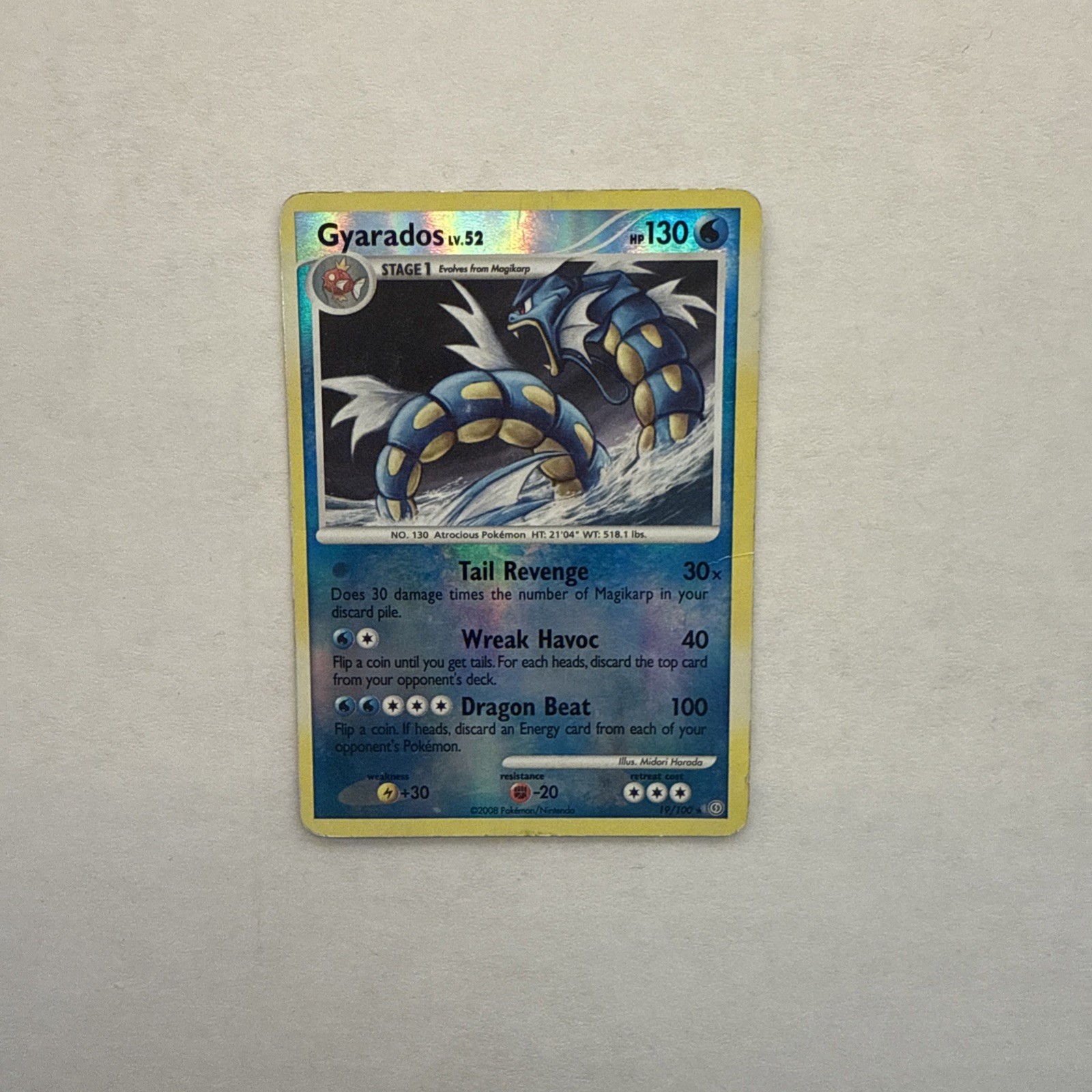 Gyarados 19/100 - Reverse Holo Rare- Stormfront 2008-Diamond & Pearl Pokemon TCG