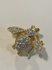 Vintage Gold Tone Rhinestone Bee Brooch Crystal Insect Bug Pin — photo 2