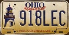 1998 OHIO Lighthouse License Plate