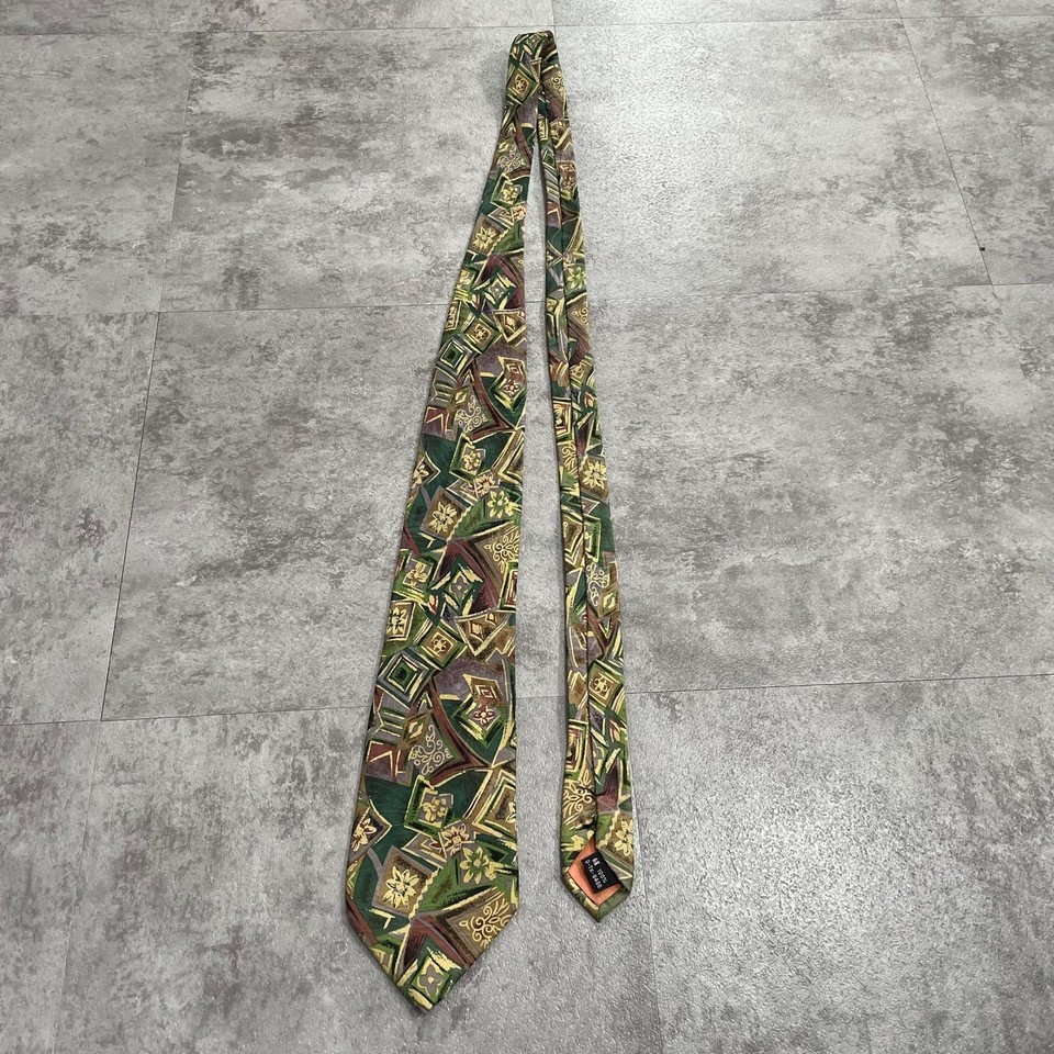 Doimond Triangle Floral Square Diamond Triangle Geometric Panel Pattern Mens Necktie ...