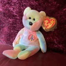 Ty Beanie Babies Peace Bear Multicolor Retired Original Plush 1996 with Tag