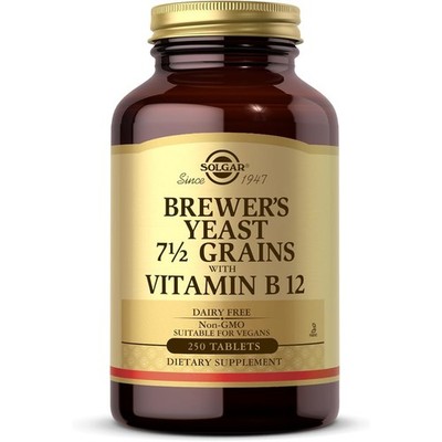 Solgar Brewer's Yeast 7  Grains w/Vitamin B12,Nervous System Support,250Tabs