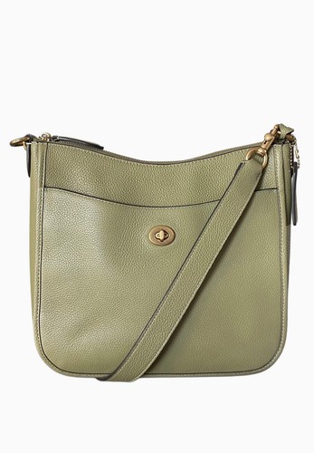 Coach Chaiselongue Leder Umhängetasche in Farbe Olivgrün/Armeegrün