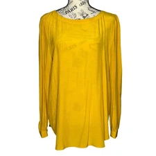 Loft LARGE Keyhole Back Round Neck Button Cuff Long Sleeve Round Hem Blouse