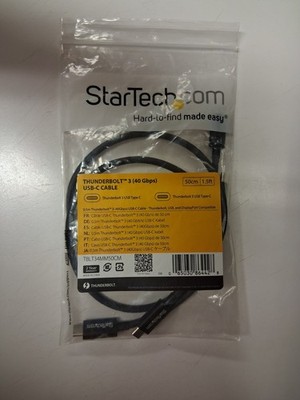 (2) StarTech Thunderbolt 3 USB Type C Cables 0.5 m (1.6 ft) Male/Male Black