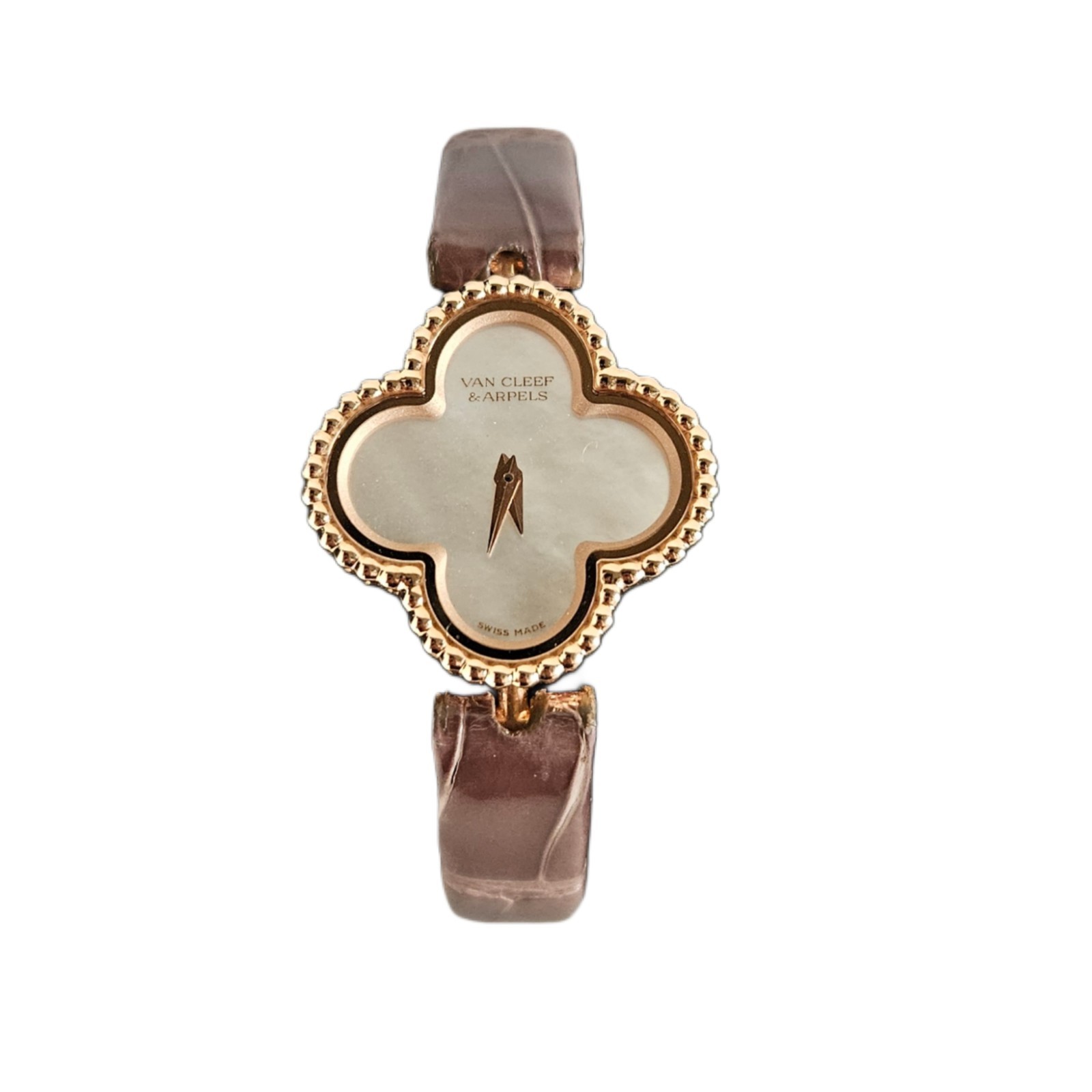 Van Cleef & Arpels 18K Rose Gold Mother Of Pearl Sweet Alhambra Woman Watch