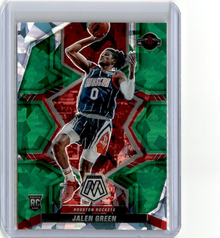 2021-22 Panini Mosaic #206 Jalen Green Fanatics Green Ice SSP RC Rockets Rookie